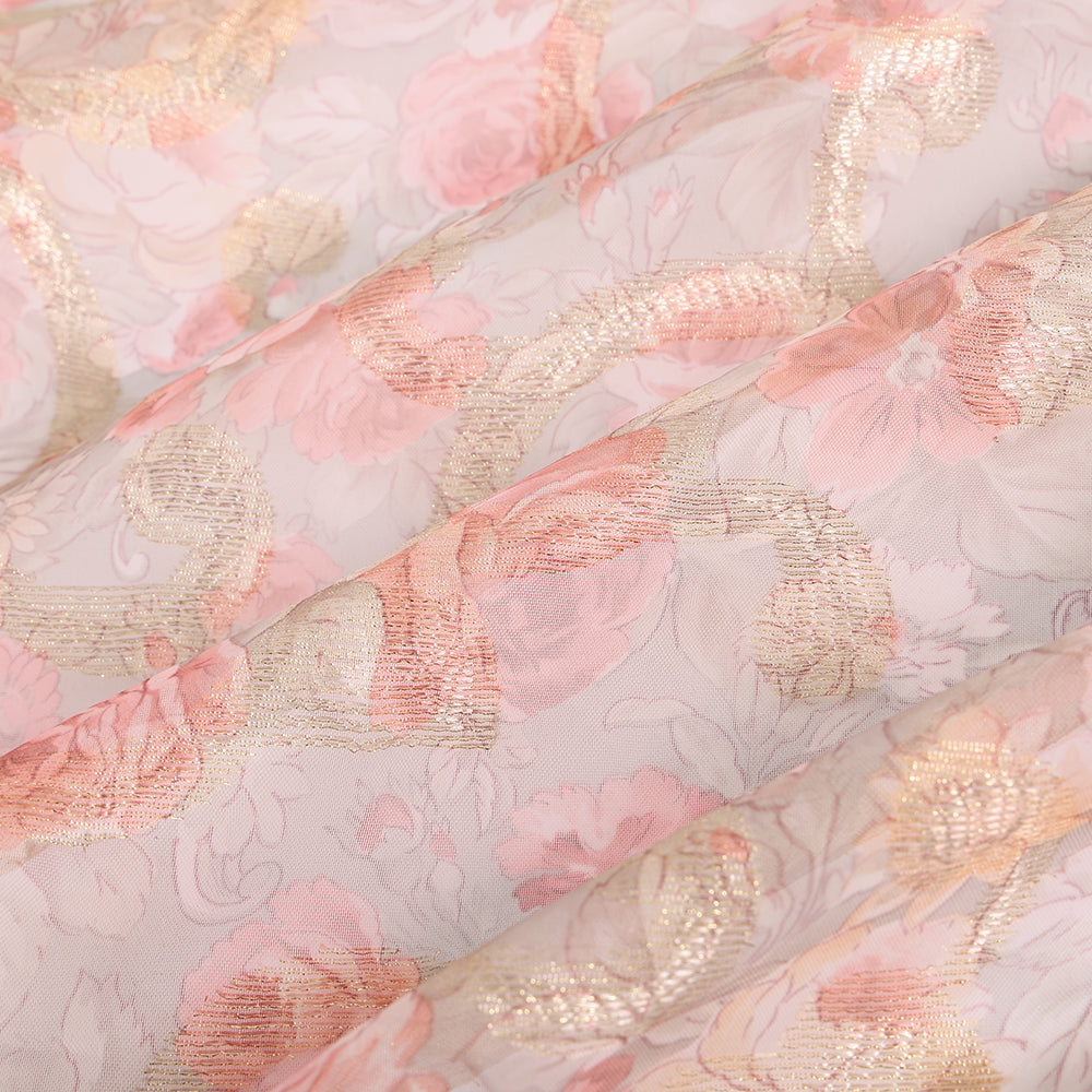 Polyester Organza Flower Pattern Printed Fabric