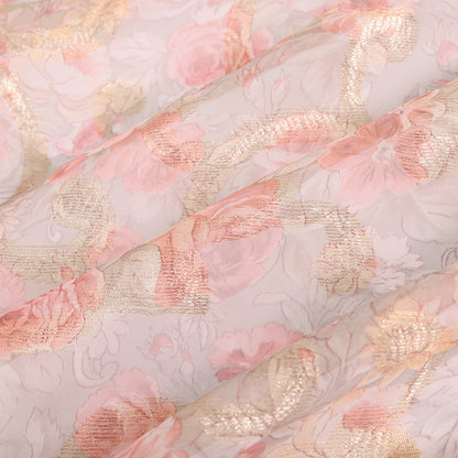 Polyester Organza Flower Pattern Printed Fabric