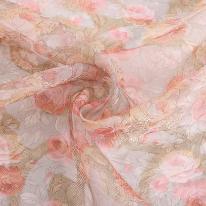 Polyester Organza Flower Pattern Printed Fabric