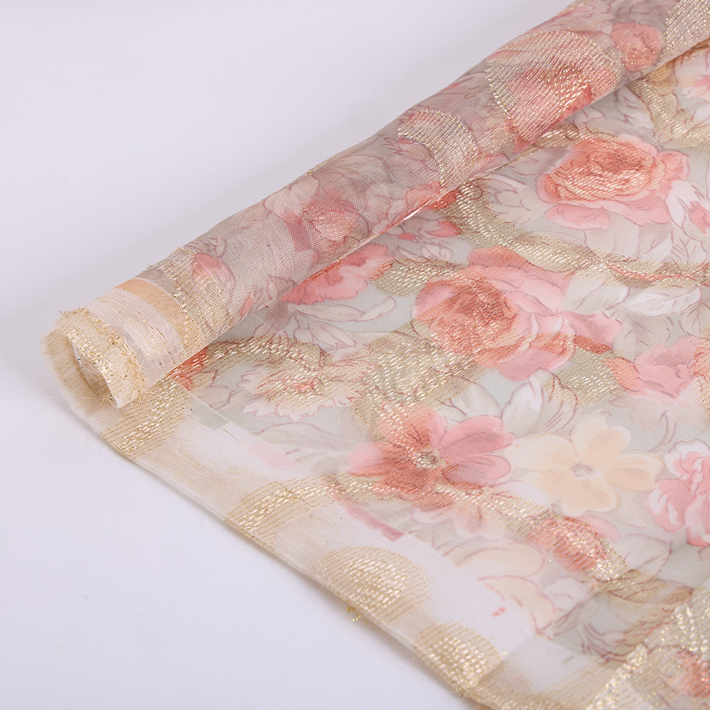 Polyester Organza Flower Pattern Printed Fabric