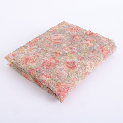 Polyester Organza Flower Pattern Printed Fabric