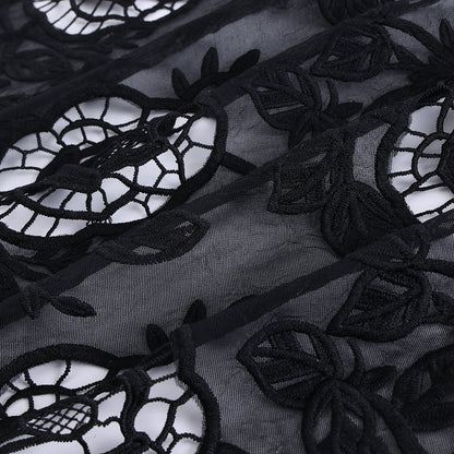 Polyester Flower Pattern Lace Fabric