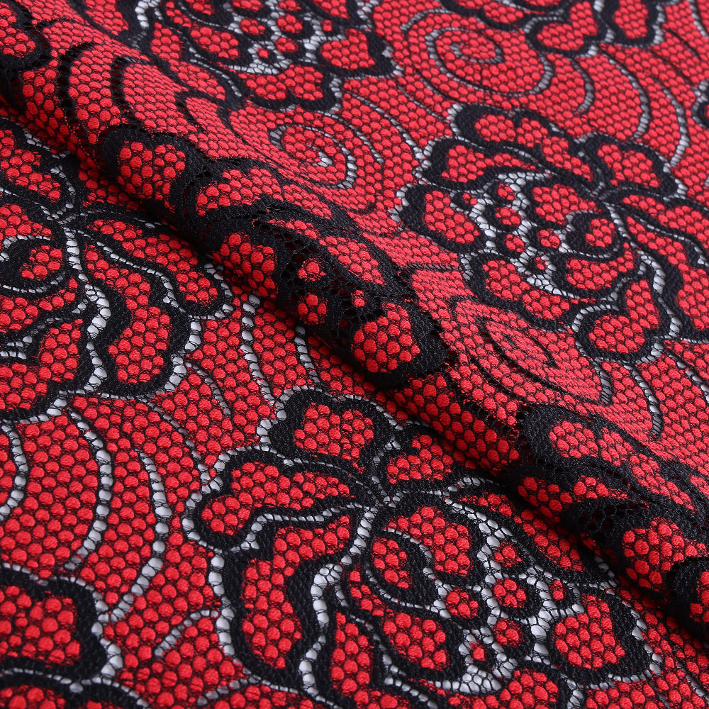 Polyester Flower Pattern Lace Fabric