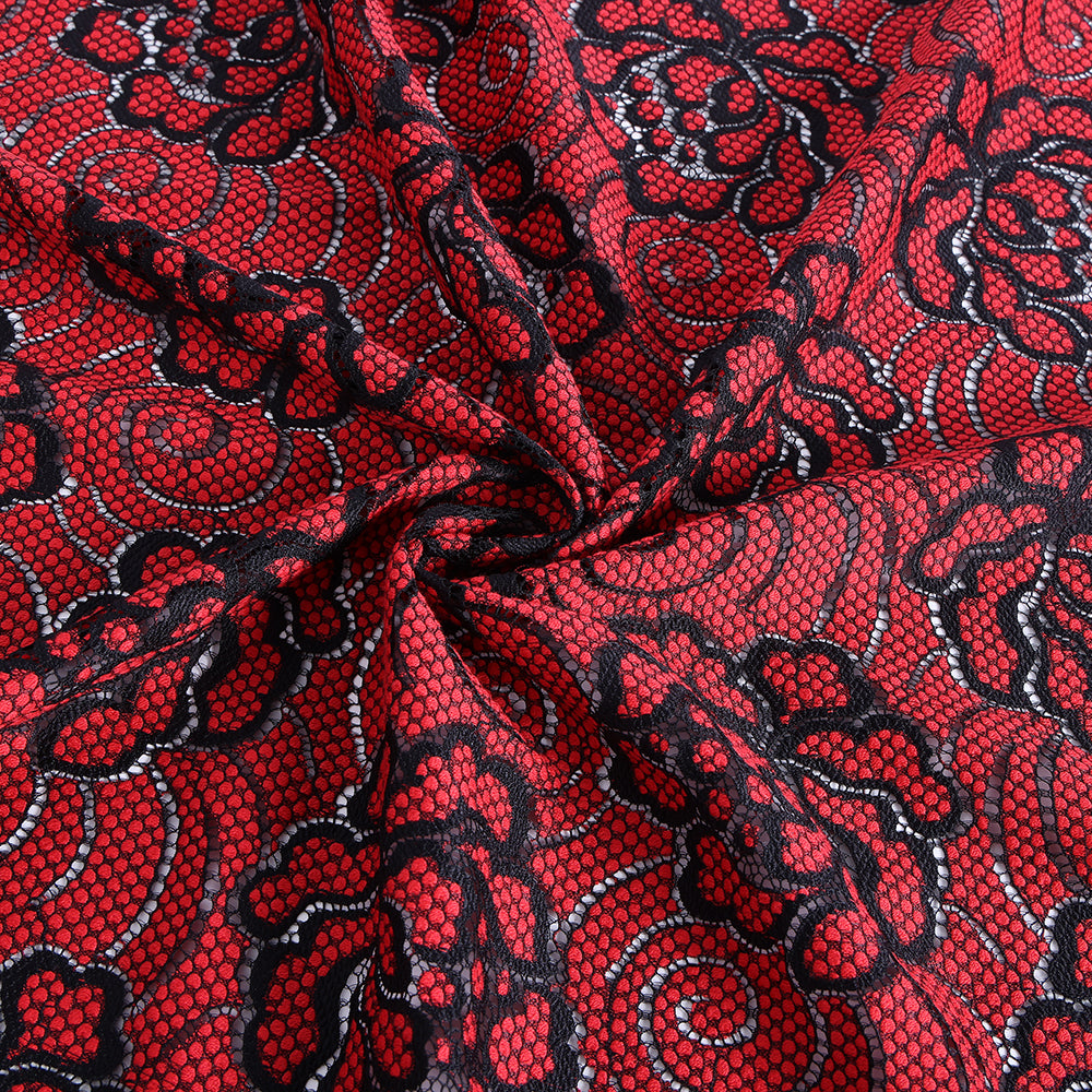 Polyester Flower Pattern Lace Fabric