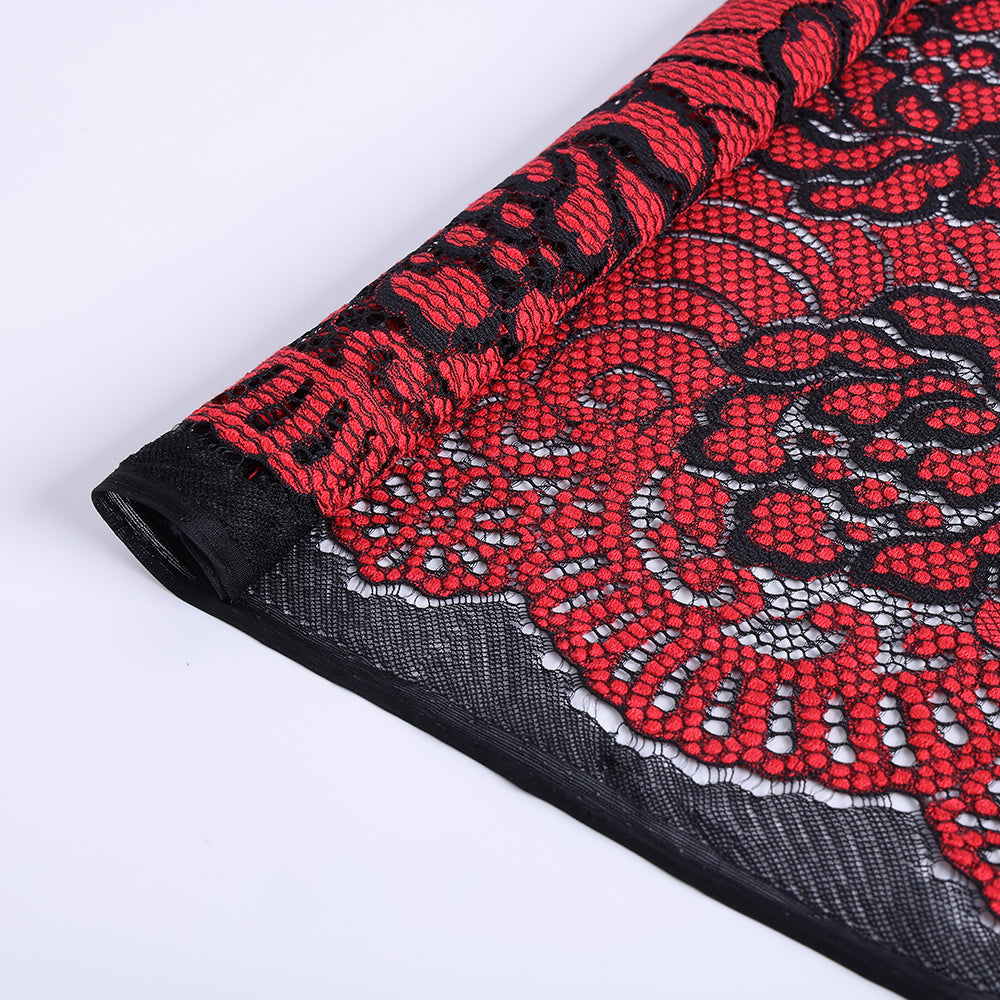 Polyester Flower Pattern Lace Fabric