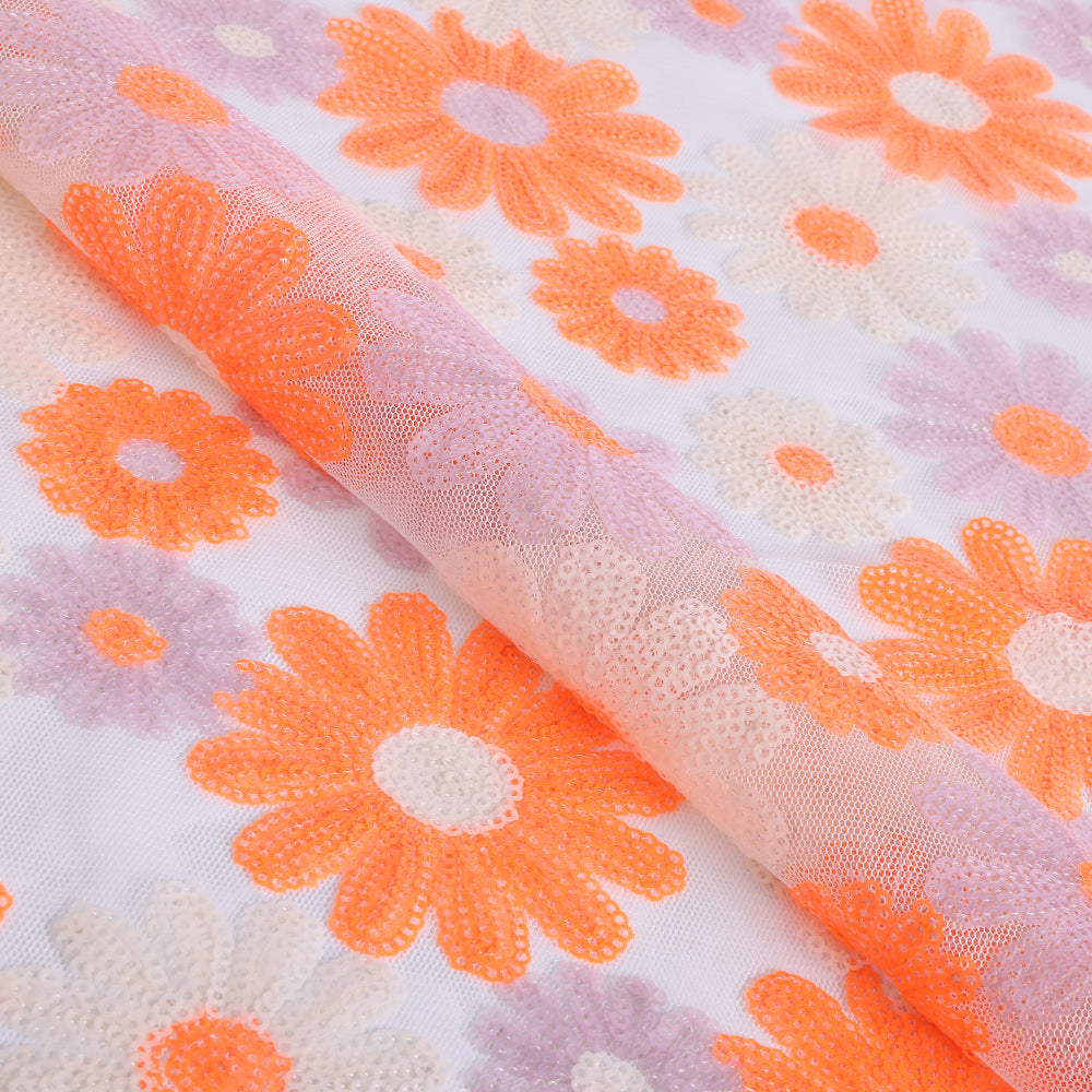 Polyester Floral Pattern Sequin Fabric