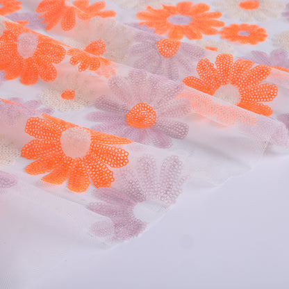 Polyester Floral Pattern Sequin Fabric