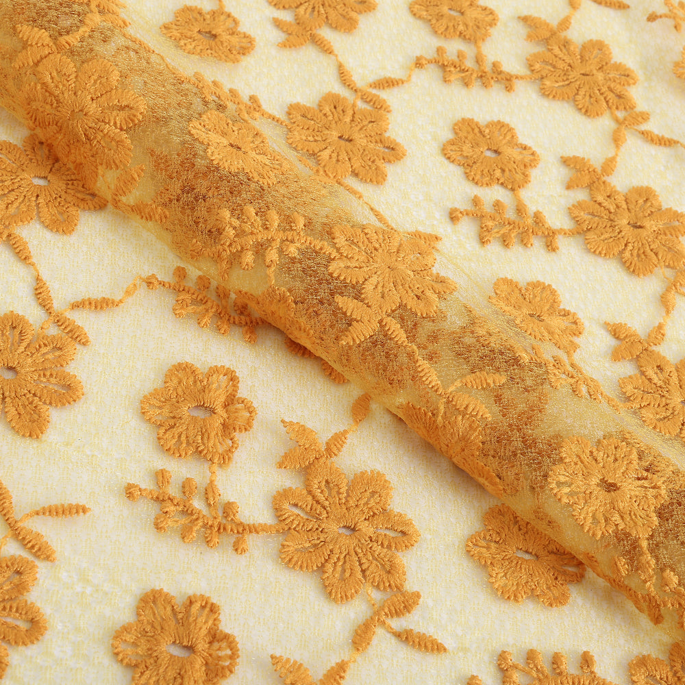 Polyester Flower Pattern Embroidery Fabric