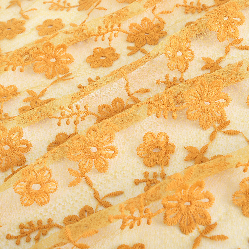 Polyester Flower Pattern Embroidery Fabric