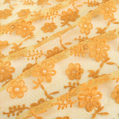 Polyester Flower Pattern Embroidery Fabric