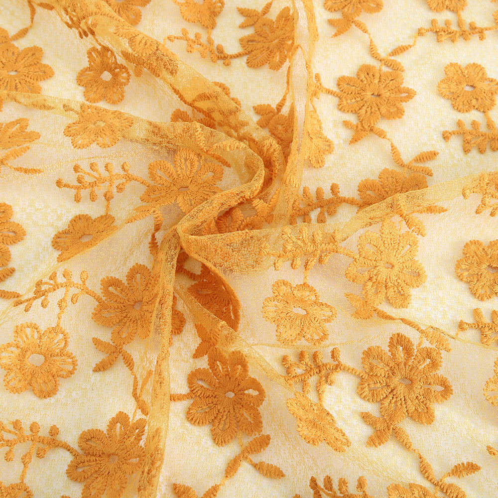 Polyester Flower Pattern Embroidery Fabric