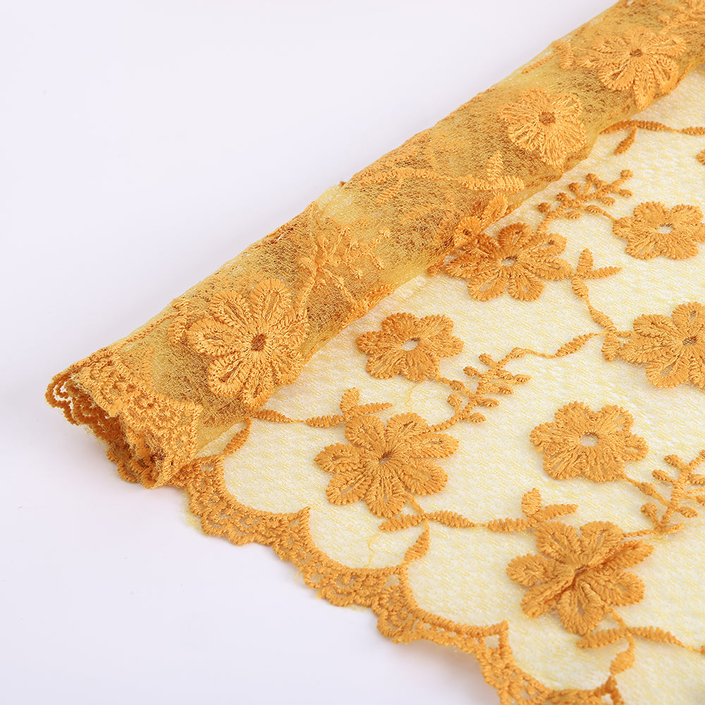 Polyester Flower Pattern Embroidery Fabric