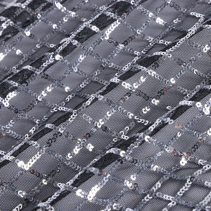 Polyester Check Pattern Sequin Fabric