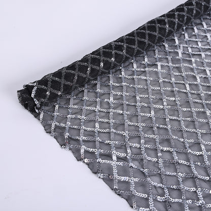 Polyester Check Pattern Sequin Fabric