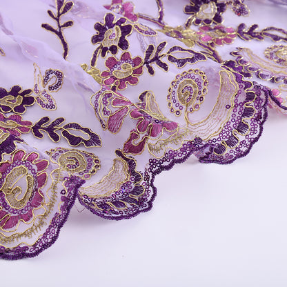 Polyester Flower Pattern Emboidery Fabric