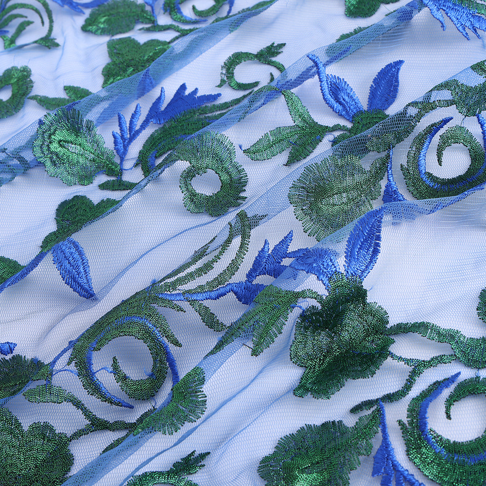 Polyester Flower Pattern Embroidery Fabric