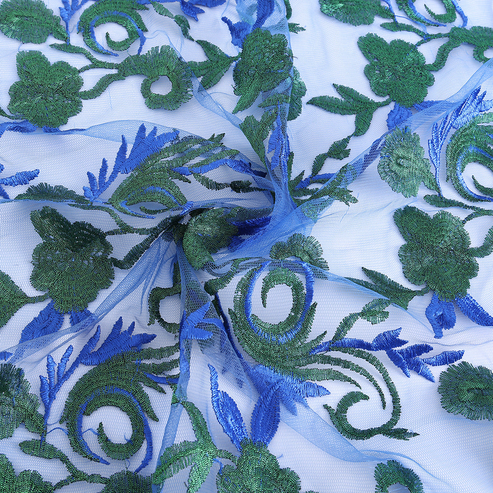 Polyester Flower Pattern Embroidery Fabric