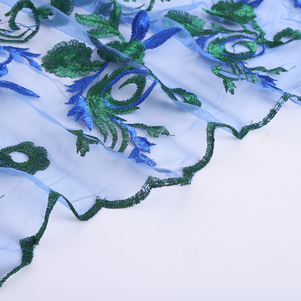 Polyester Flower Pattern Embroidery Fabric