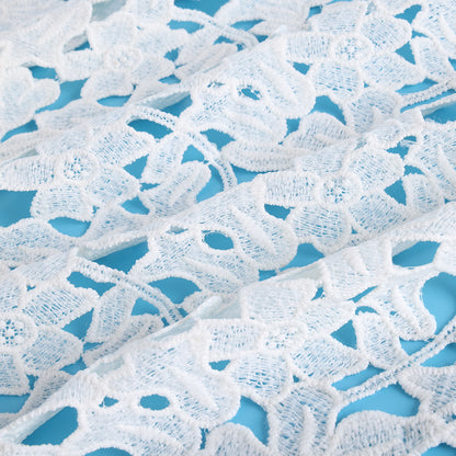 Polyester Flower Pattern Crochet Fabric