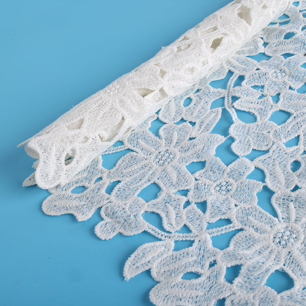 Polyester Flower Pattern Crochet Fabric