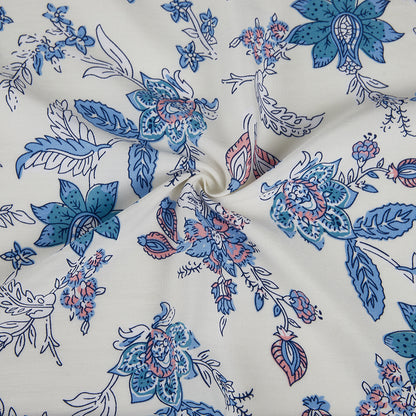 Rayon Flower Pattern Printed Fabric