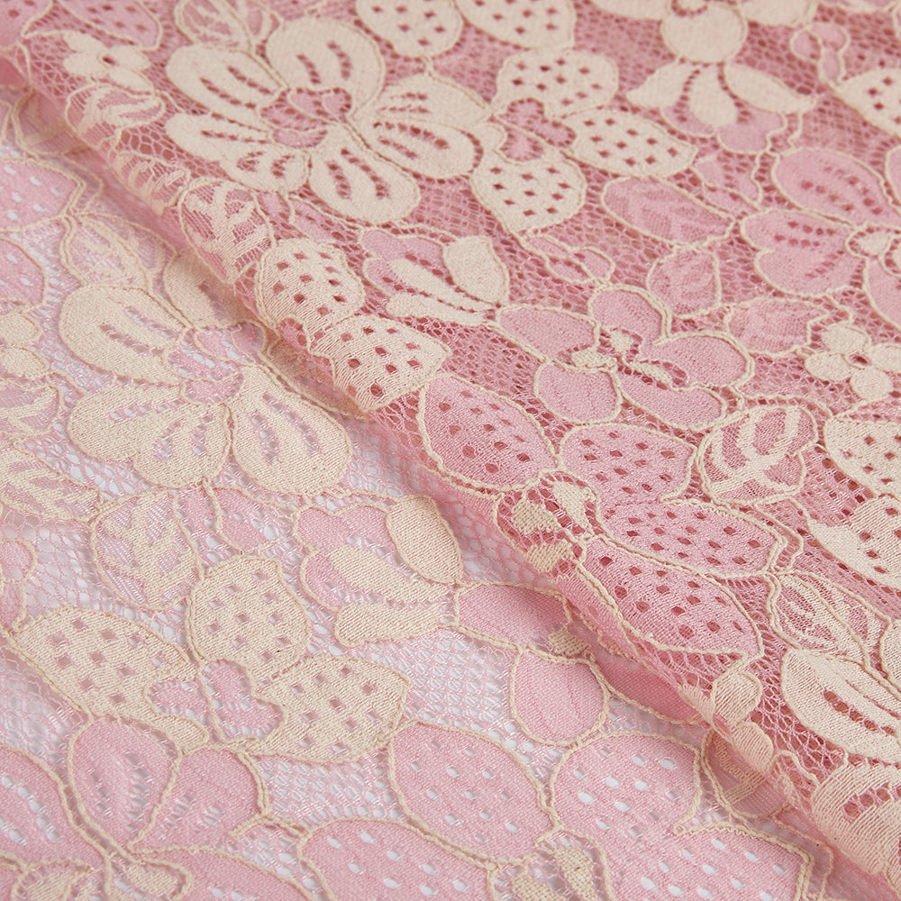 Cotton Nylon Flower Pattern Lace Fabric