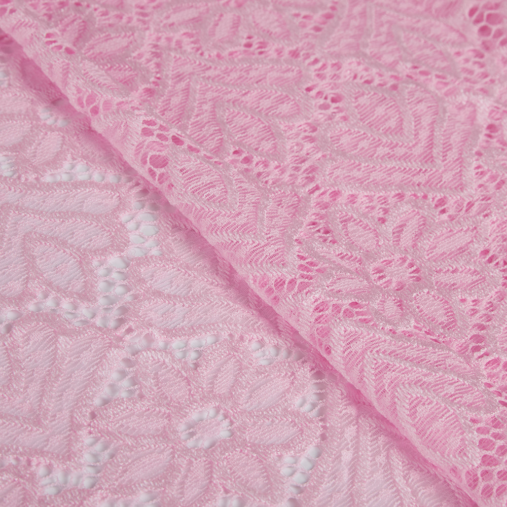 Nylon Spandex Flower Pattern Lace Fabric