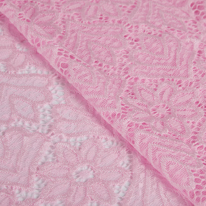 Nylon Spandex Flower Pattern Lace Fabric