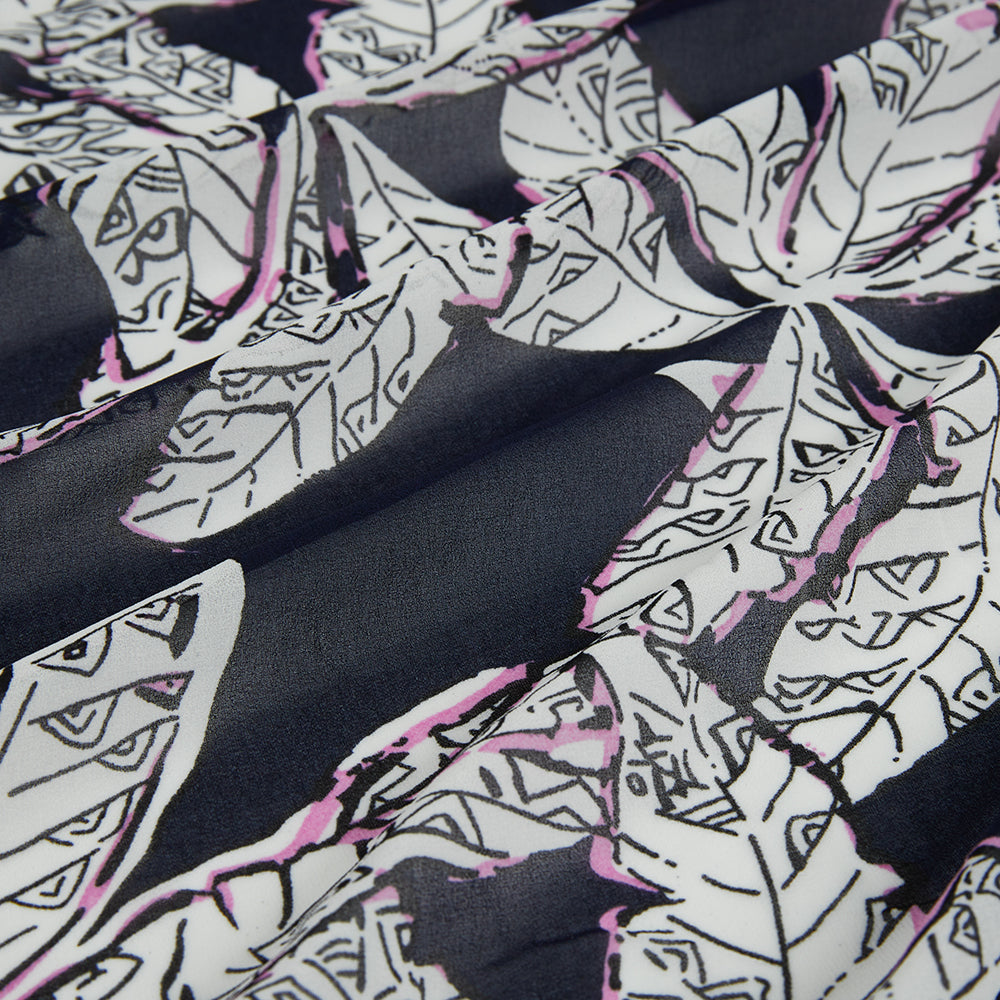 Polyester Leaf Pattern Chiffon Fabric - Kool Fabrics