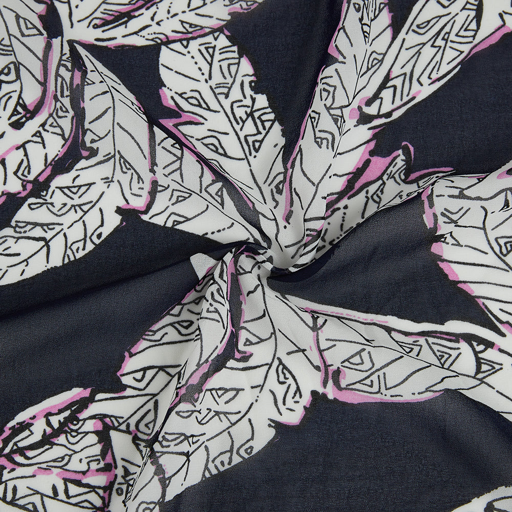 Polyester Leaf Pattern Chiffon Fabric - Kool Fabrics