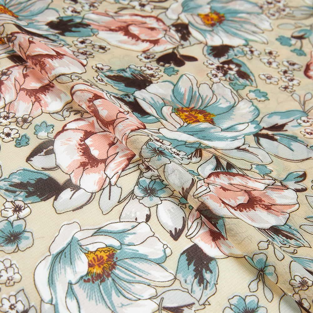 Polyester Flower Pattern Chiffon Fabric - Kool Fabrics