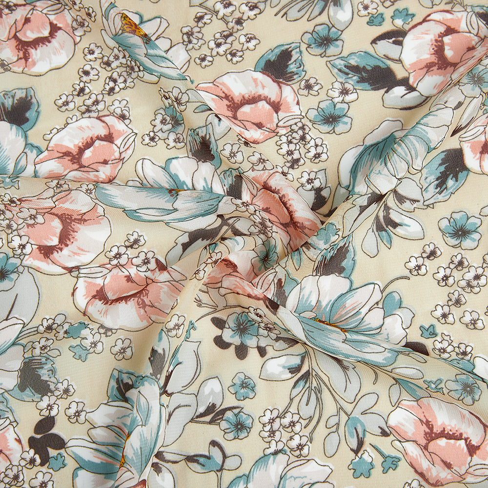 Polyester Flower Pattern Chiffon Fabric - Kool Fabrics