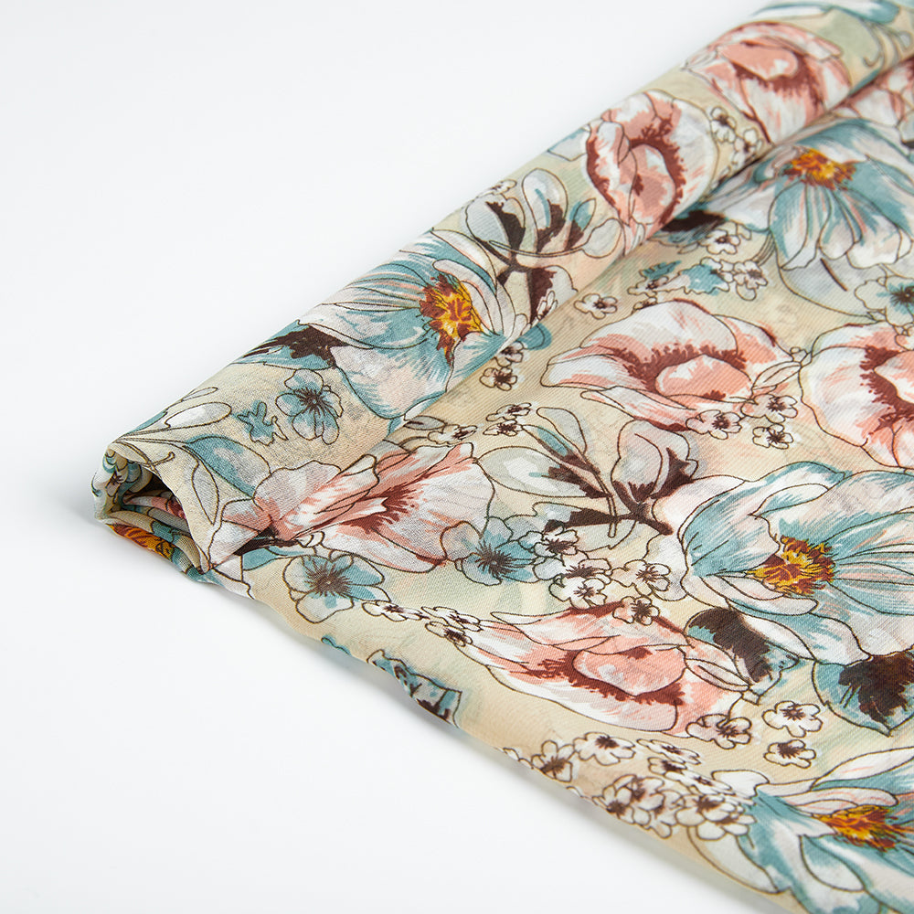 Polyester Flower Pattern Chiffon Fabric - Kool Fabrics