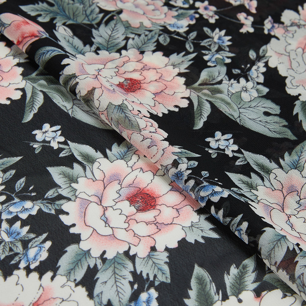 Polyester Flower Pattern Chiffon Fabric - Kool Fabrics