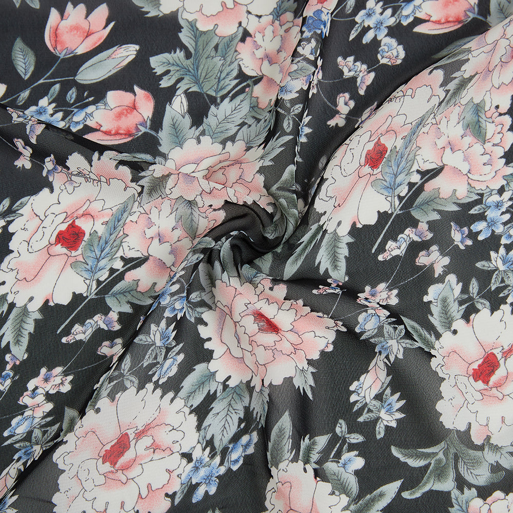 Polyester Flower Pattern Chiffon Fabric - Kool Fabrics