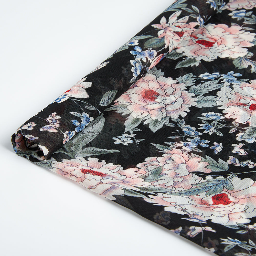 Polyester Flower Pattern Chiffon Fabric - Kool Fabrics