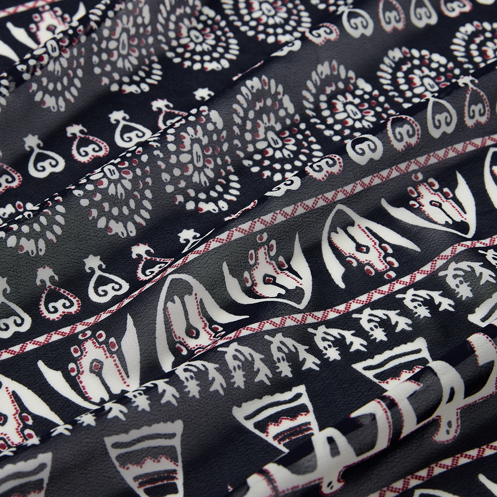 Polyester Ancient Pattern Chiffon Fabric - Kool Fabrics