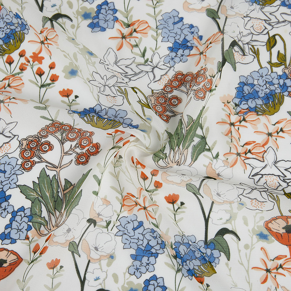 Polyester Flower Pattern Chiffon Fabric - Kool Fabrics