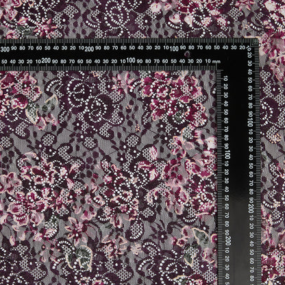 Polyester Spandex Flower Pattern Lace Fabric