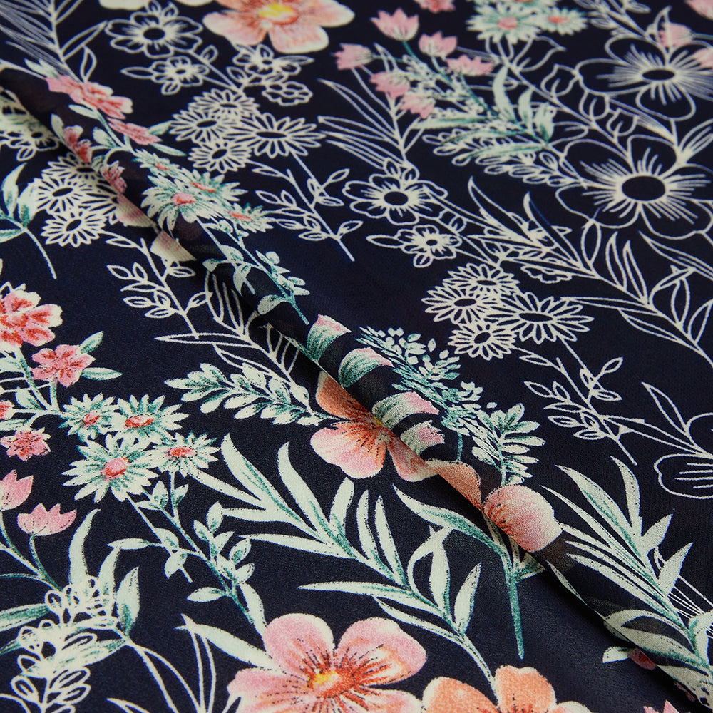 Polyester Leaf Pattern Chiffon Fabric - Kool Fabrics