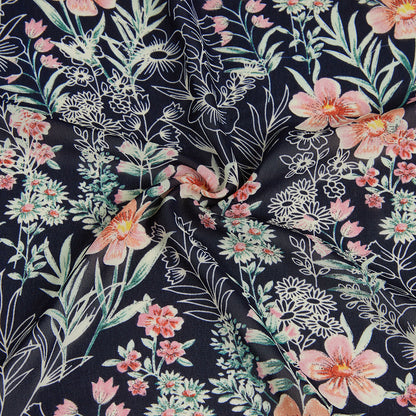 Polyester Leaf Pattern Chiffon Fabric - Kool Fabrics