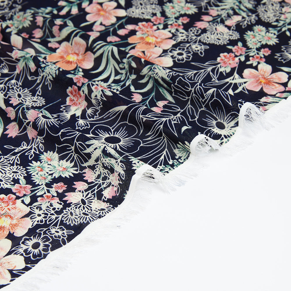 Polyester Leaf Pattern Chiffon Fabric - Kool Fabrics