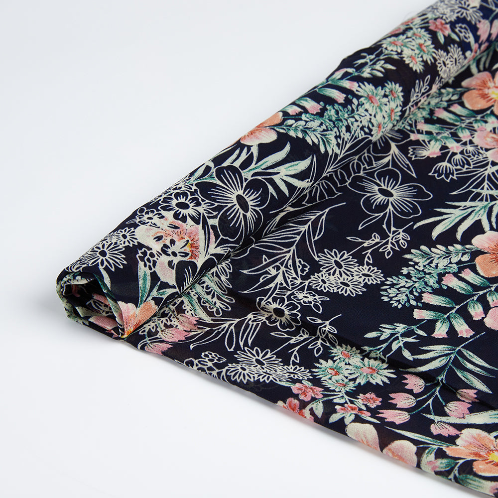 Polyester Leaf Pattern Chiffon Fabric - Kool Fabrics