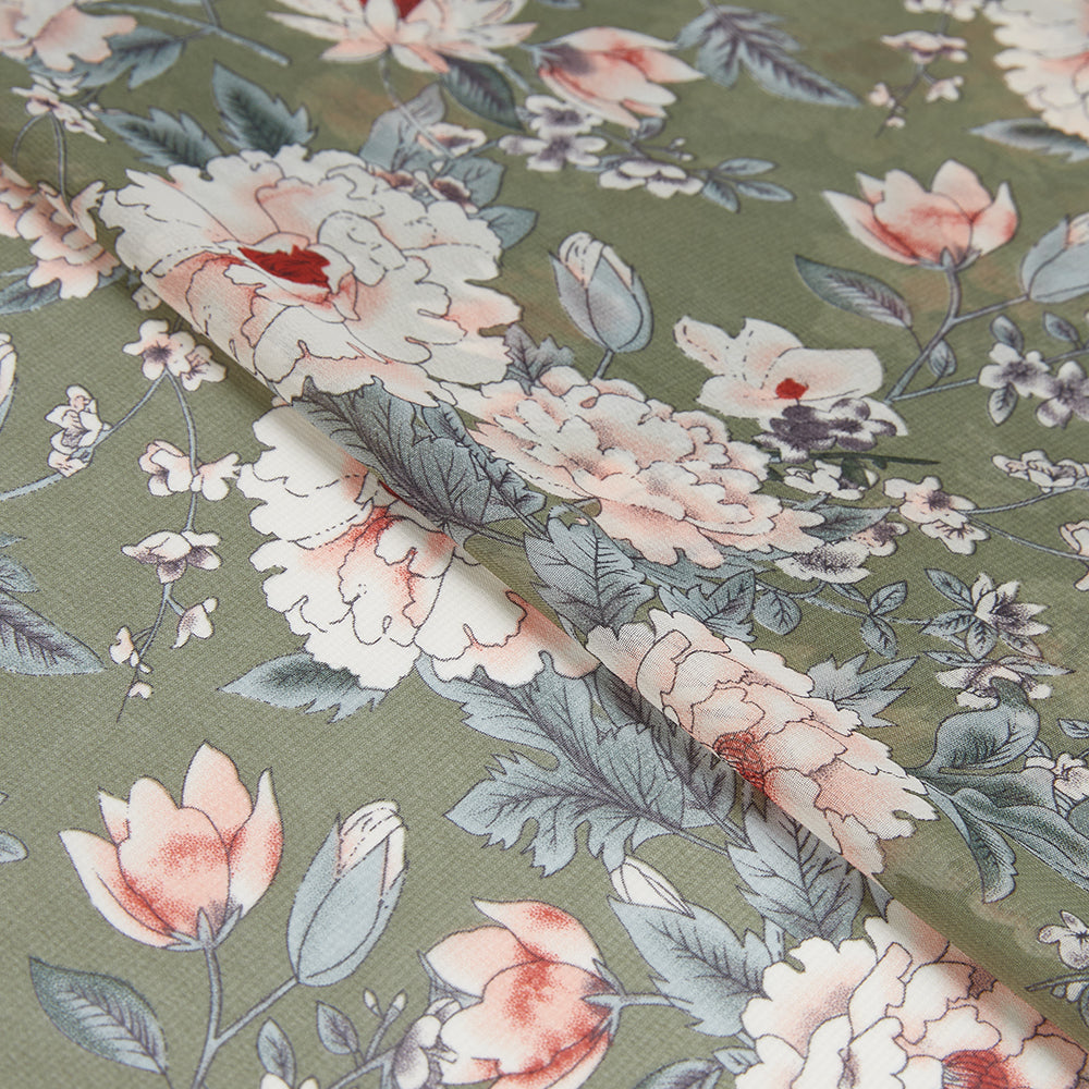 Polyester Flower Pattern Chiffon Fabric - Kool Fabrics