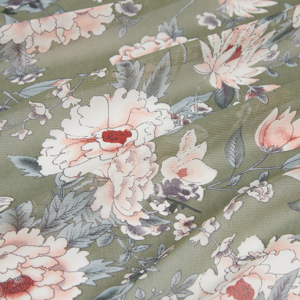 Polyester Flower Pattern Chiffon Fabric - Kool Fabrics