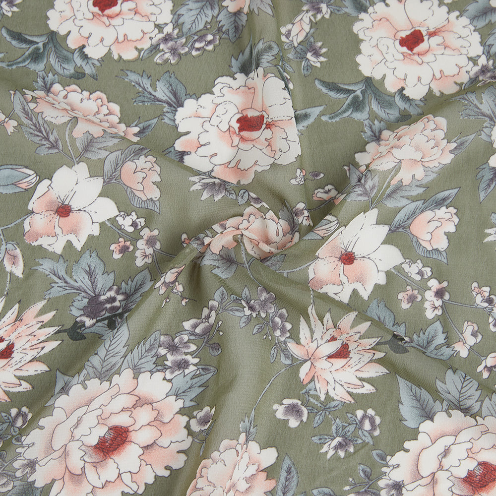 Polyester Flower Pattern Chiffon Fabric - Kool Fabrics