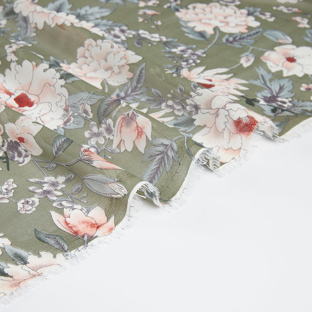 Polyester Flower Pattern Chiffon Fabric - Kool Fabrics