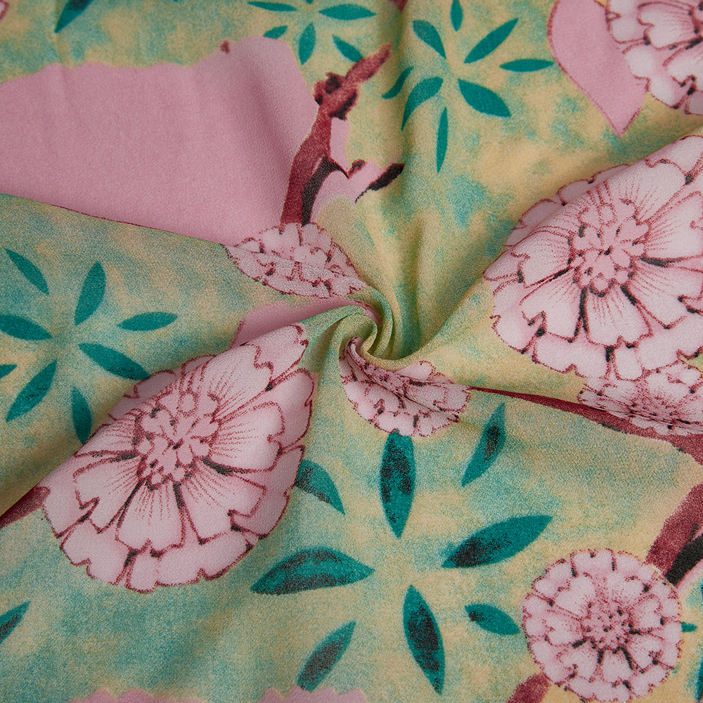 Polyester Flower Pattern Printed Fabric - Kool Fabrics