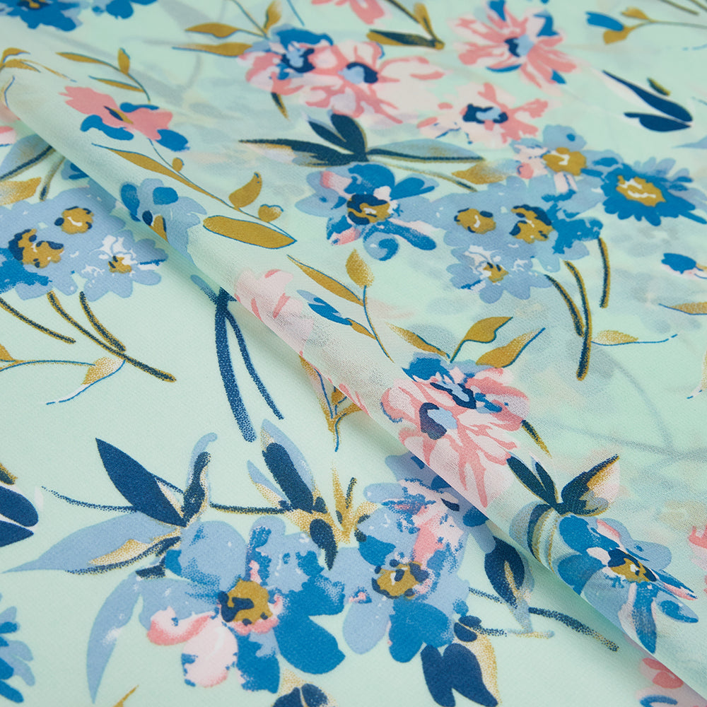 Polyester Flower Pattern Chiffon Fabric - Kool Fabrics