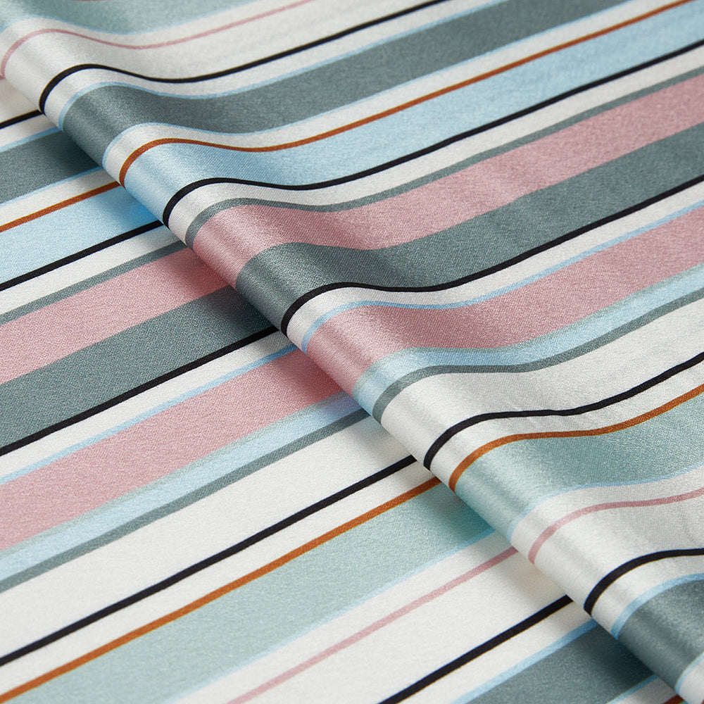 Polyester Spandex Stripes Pattern Satin Fabric